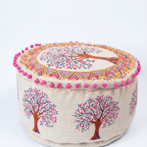Embroidered Tree Pouf