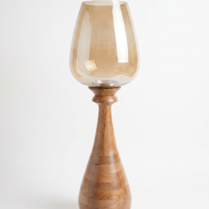 Wooden Base Glass Hurricane