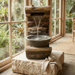 Rustic Log Fountain