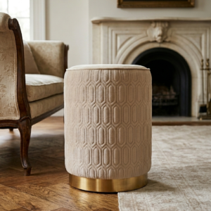 Beige Patterned Stool